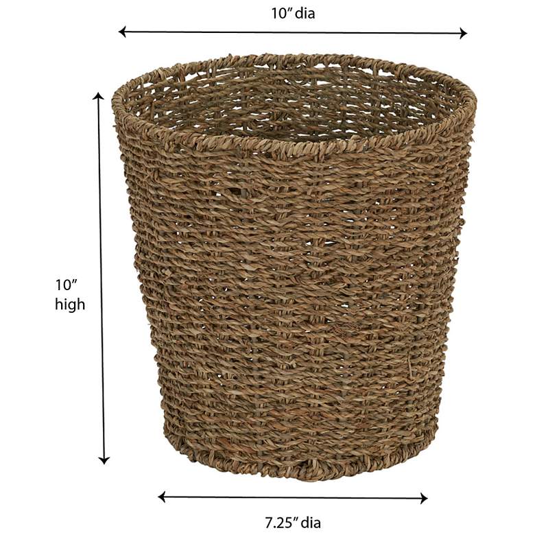 Image 3 Seagrass Wicker Waste Basket, Handwoven with Metal Frame more views