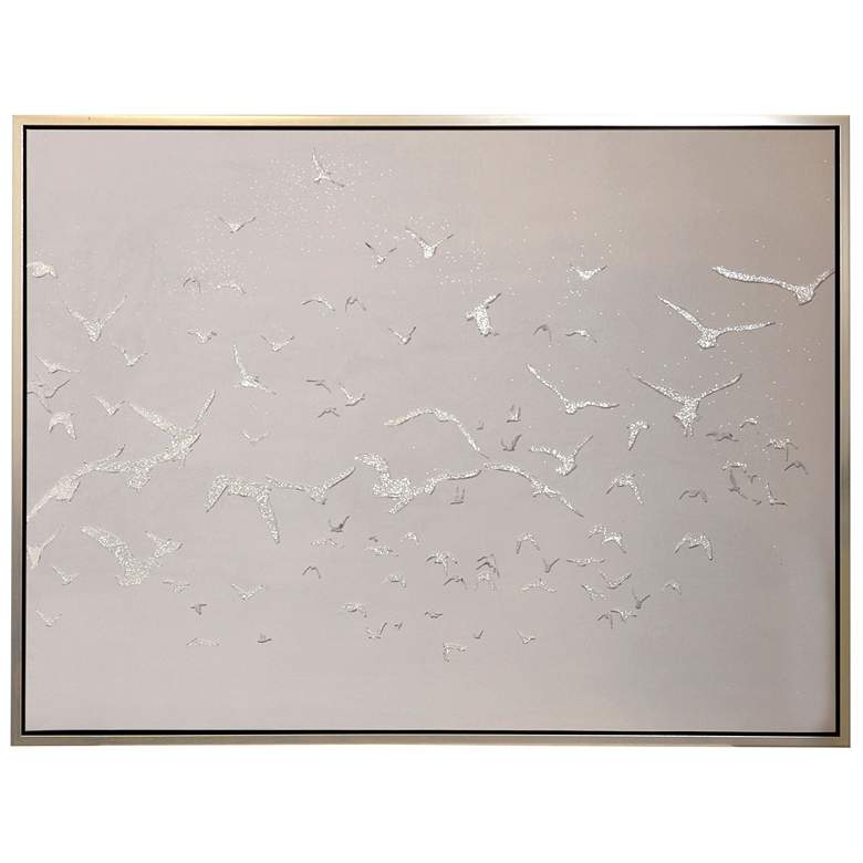Image 1 Seagull Flurry Hand Painted Textured Framed Canvas