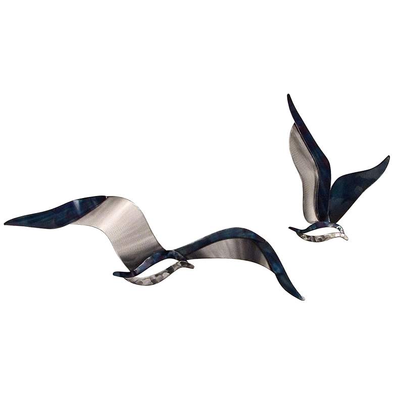Image 1 Seagulls 2-Piece 24" High Metal Wall Art