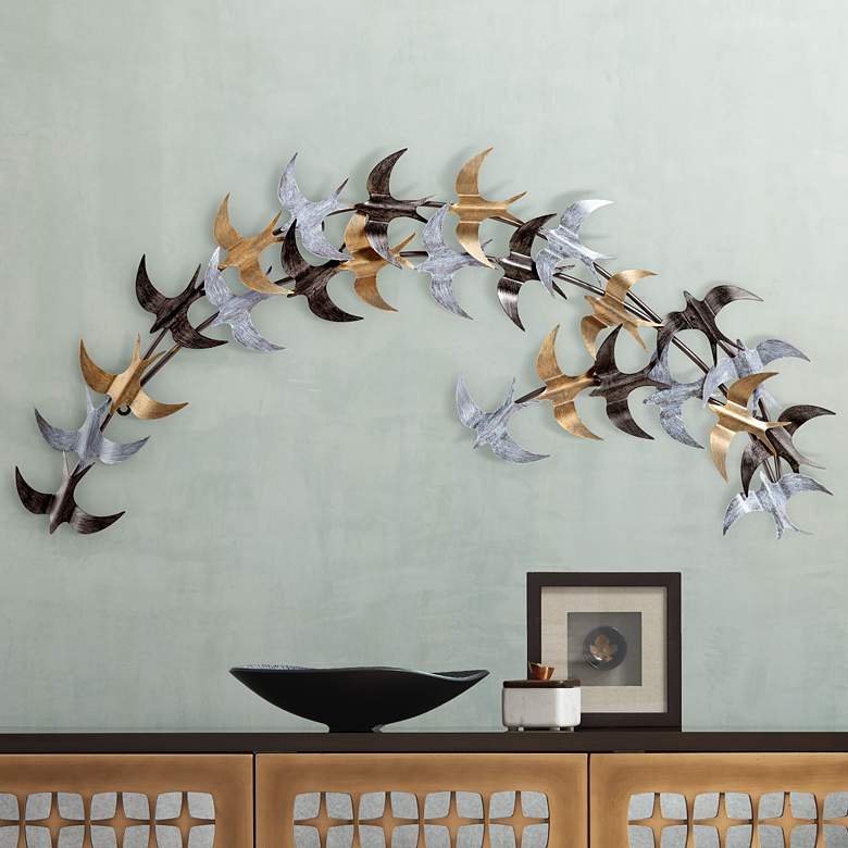 Image 1 Seagulls 40" Wide Birds Metal Wall Art