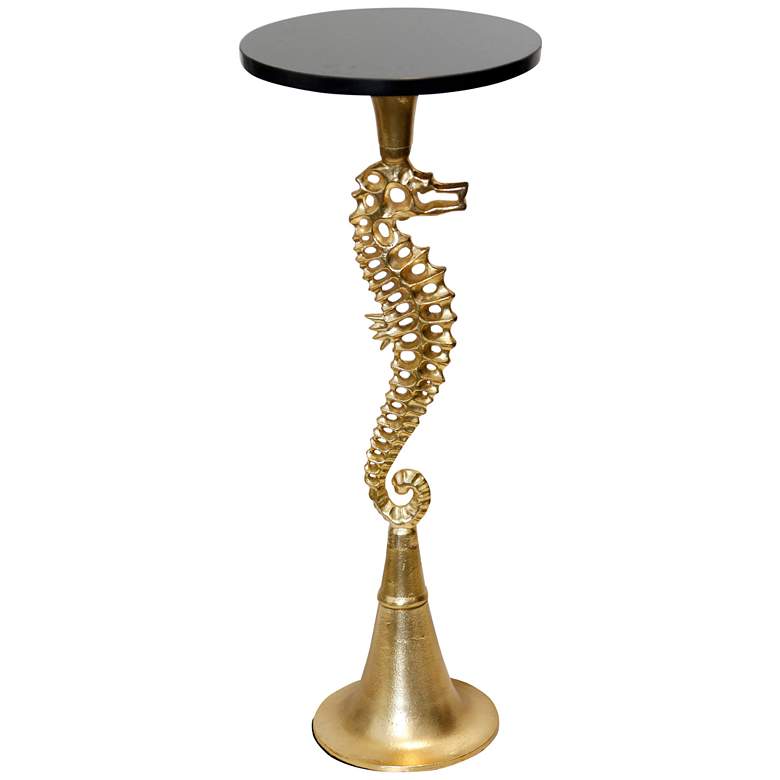Image 1 Seahorse 26" High Antique Gold Cast Aluminum End Table