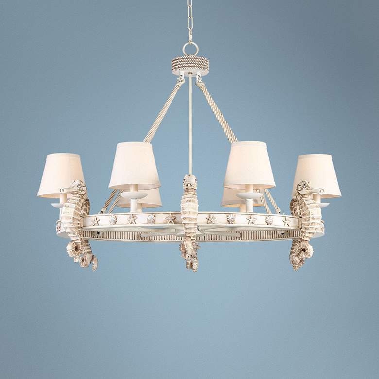 Image 1 Seahorse 36 inch Wide Antique 6-Light Oval Chandelier