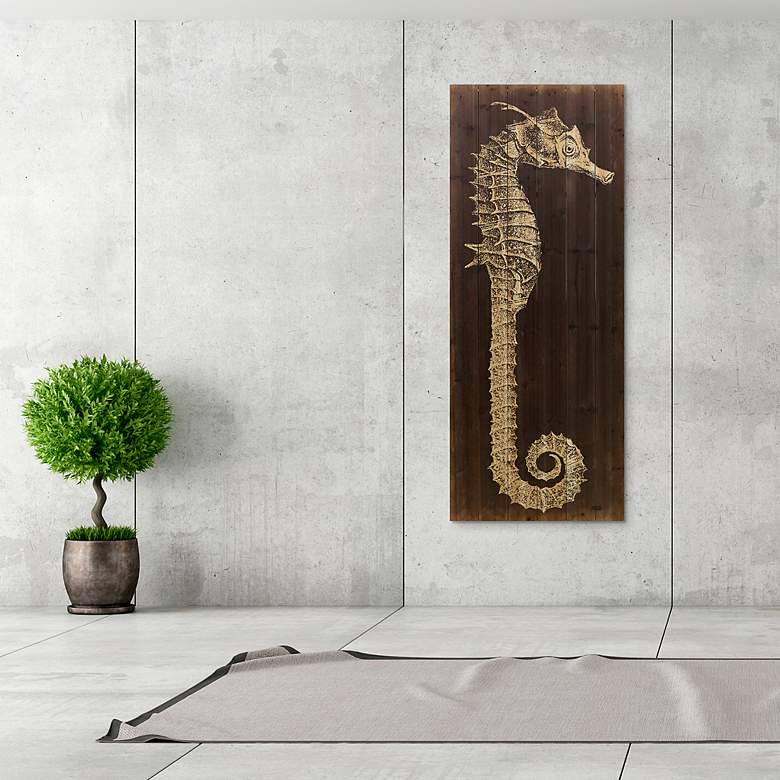 Image 6 Seahorse A and B 60 inchH 2-Piece Print Solid Wood Wall Art Set more views