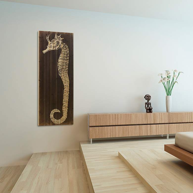 Image 7 Seahorse A and B 60"H 2-Piece Print Solid Wood Wall Art Set more views