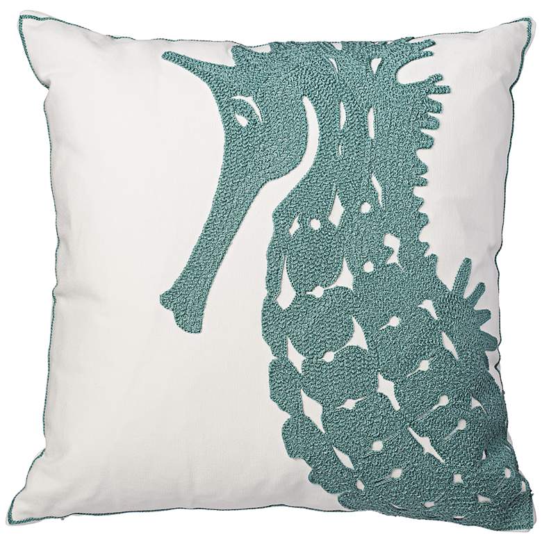 Image 1 Seahorse Blue-Green 18 inch Square Accent Pillow