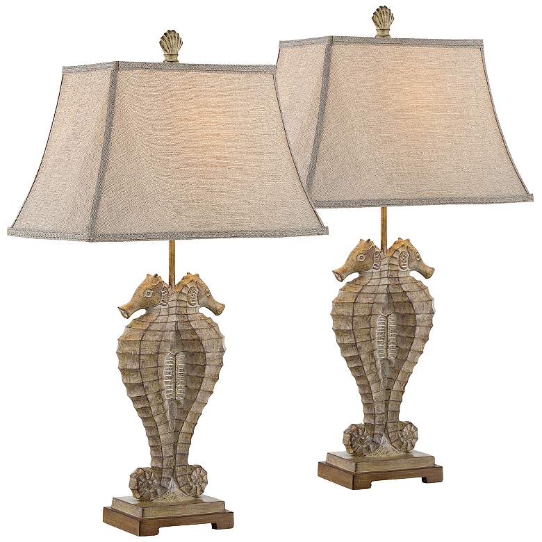 Image 1 Seahorse Coastal Style Table Lamps Set of 2