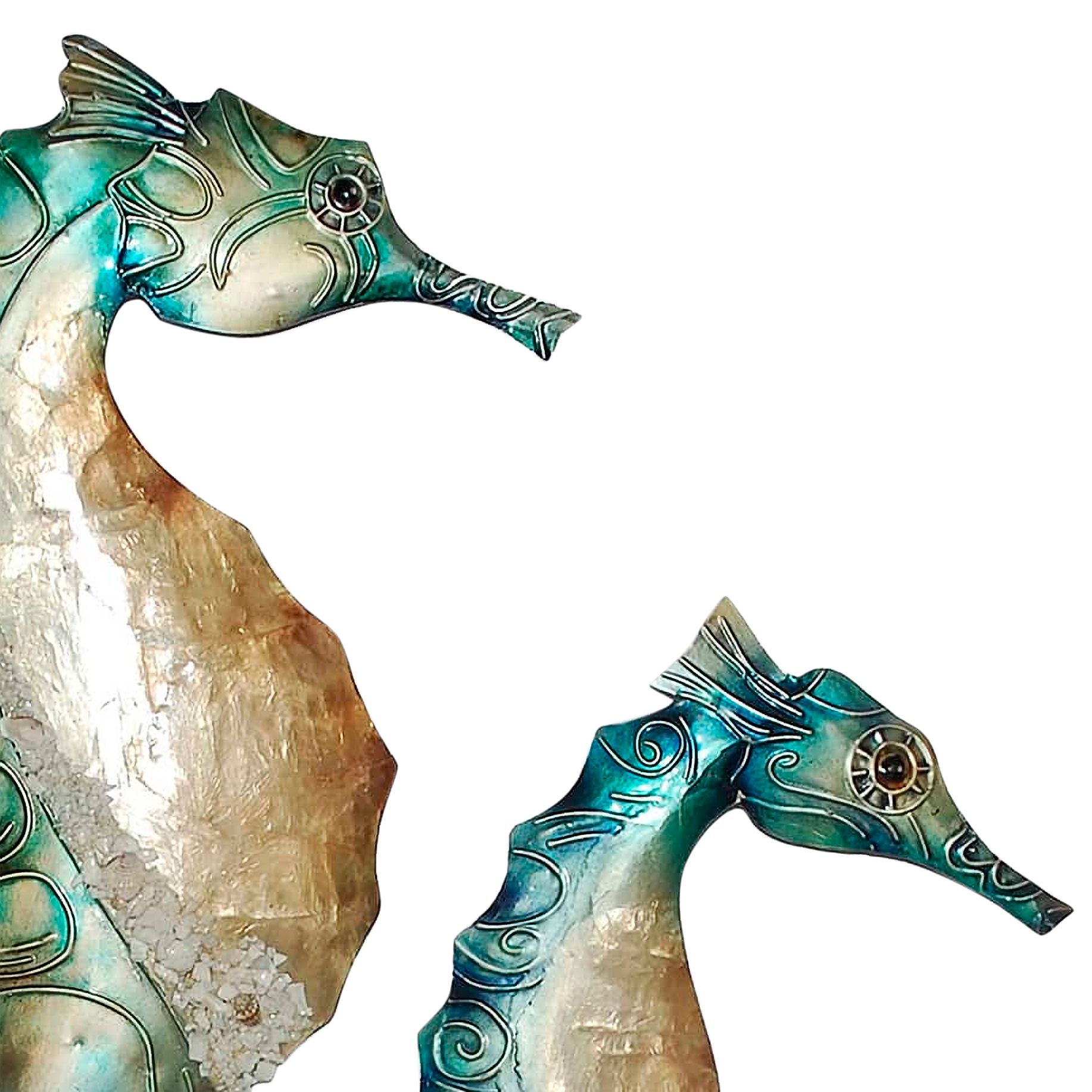 Image 2 Seahorse Duo 23" High Blue Metal Wall Decor more views