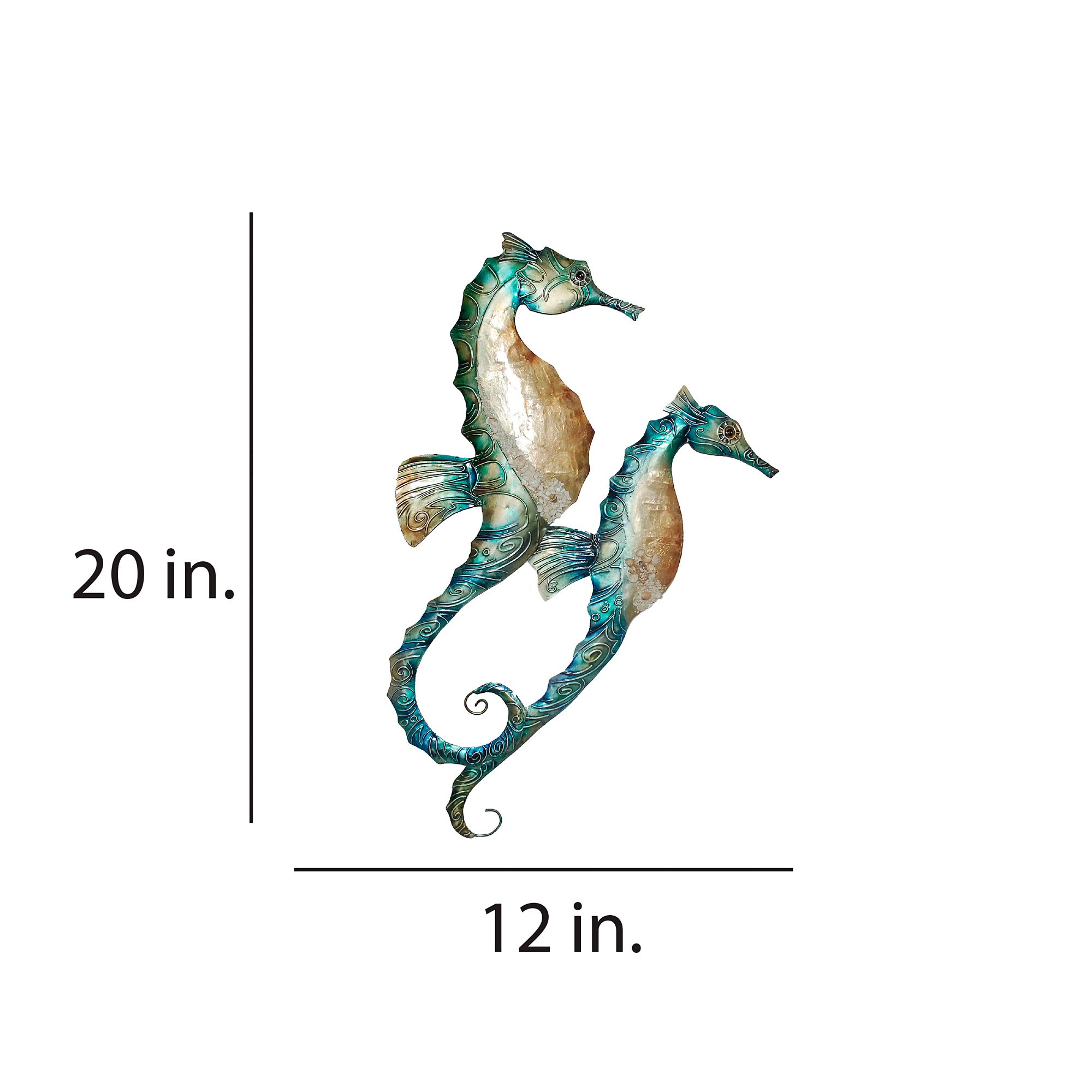 Image 3 Seahorse Duo 23" High Blue Metal Wall Decor more views