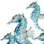 2_Seahorse Group of Five 23" High Blue Metal Wall Decor more views