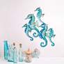 4_Seahorse Group of Five 23" High Blue Metal Wall Decor more views