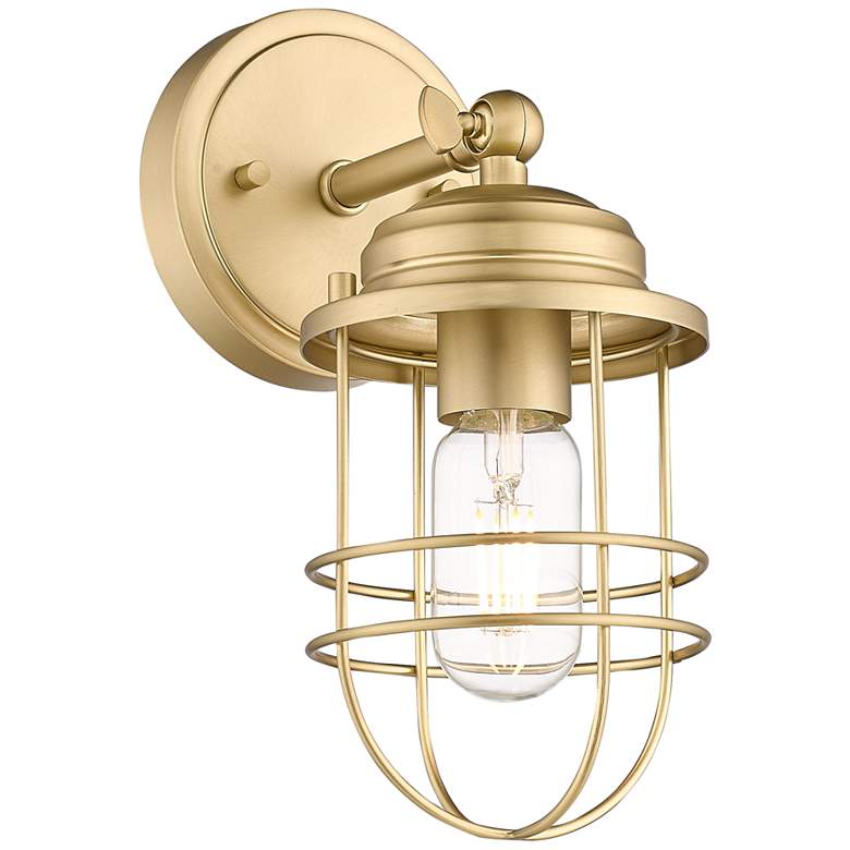 Image 2 Seaport 10 3/4 inch High Brushed Champagne Bronze Wall Sconce