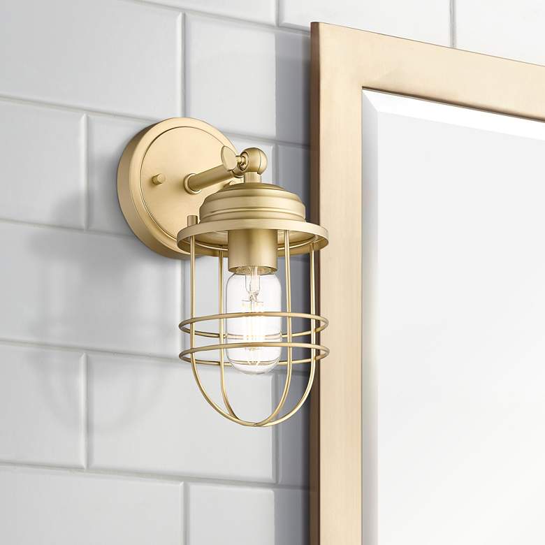 Image 1 Seaport 10 3/4" High Brushed Champagne Bronze Wall Sconce