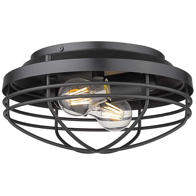 Image 2 Seaport 12" Wide Matte Black 2-Light Ceiling Light