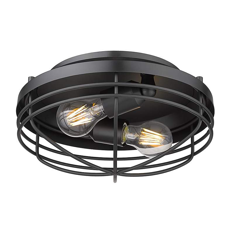 Image 4 Seaport 12" Wide Matte Black 2-Light Ceiling Light more views