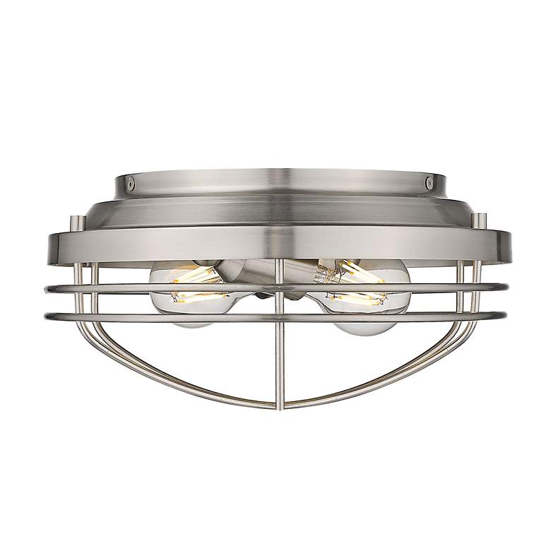 Image 2 Seaport 12" Wide Pewter 2-Light Flush Mount With Pewter Metal Cage more views