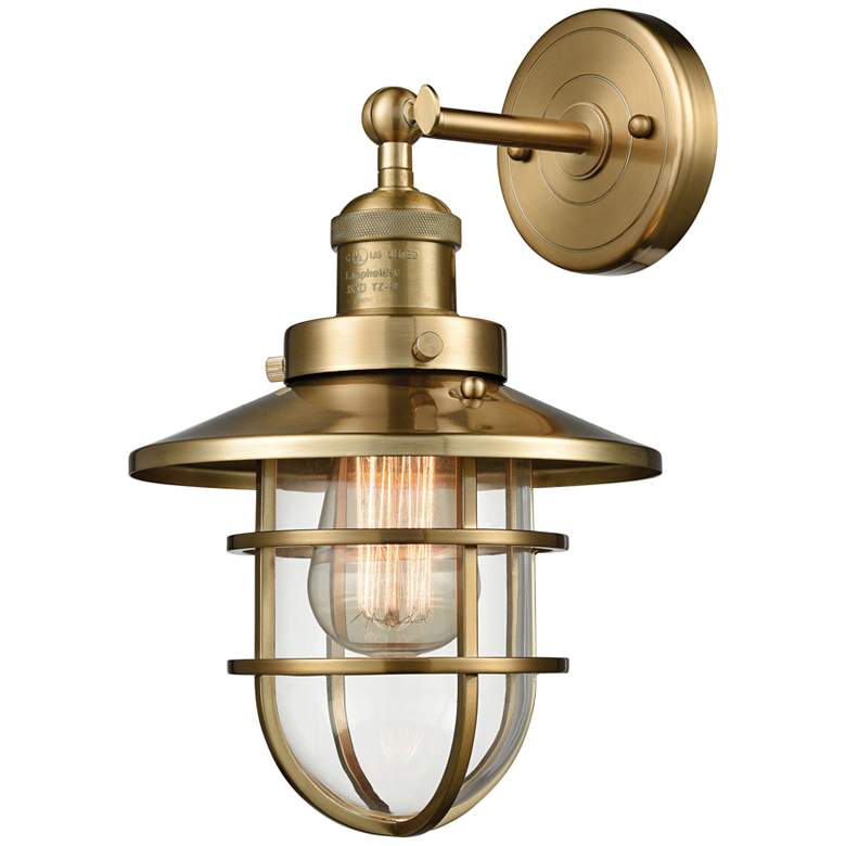 Image 1 Seaport 13 inch High Large Satin Brass Wall Sconce