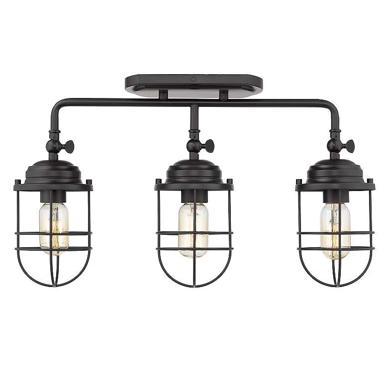 Image 4 Seaport 21 1/8" Wide Matte Black 3-Light Bath Light with Black Metal C more views
