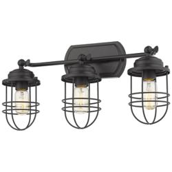 Seaport 21 1/4" Wide Black 3-Light Bath Light