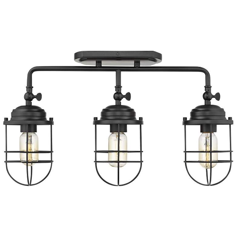 Image 1 Seaport 21 1/4" Wide Black 3-Light Ceiling Light