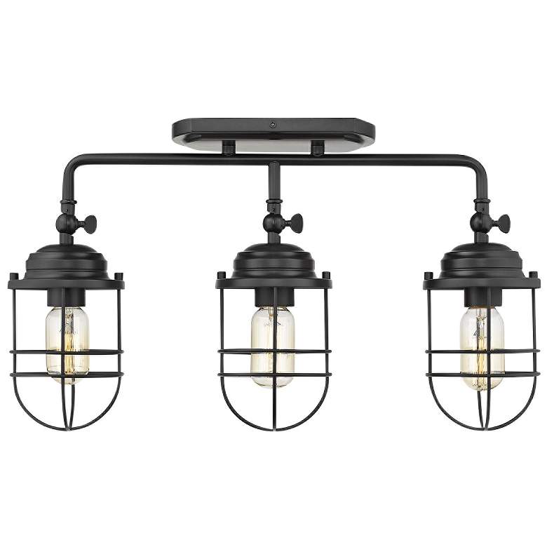 Image 1 Seaport 21 1/4 inch Wide Black 3-Light Ceiling Light