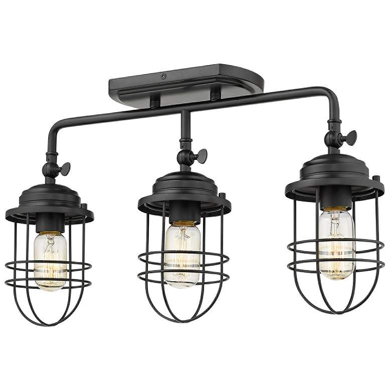 Image 2 Seaport 21 1/4 inch Wide Black 3-Light Ceiling Light more views