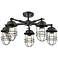 Seaport 24 1/4" Wide Black 5-Light Ceiling Light