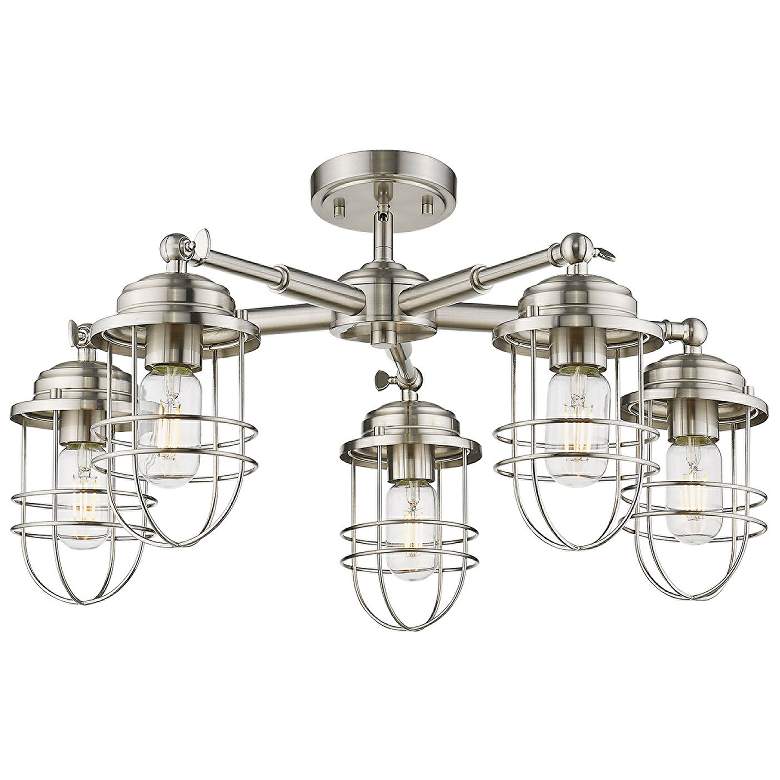 Image 1 Seaport 24 1/4 inch Wide Pewter 5-Light Ceiling Light