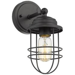 Seaport 4 5/8&quot; Wide Matte Black 1-Light Wall Sconce with Black Metal C