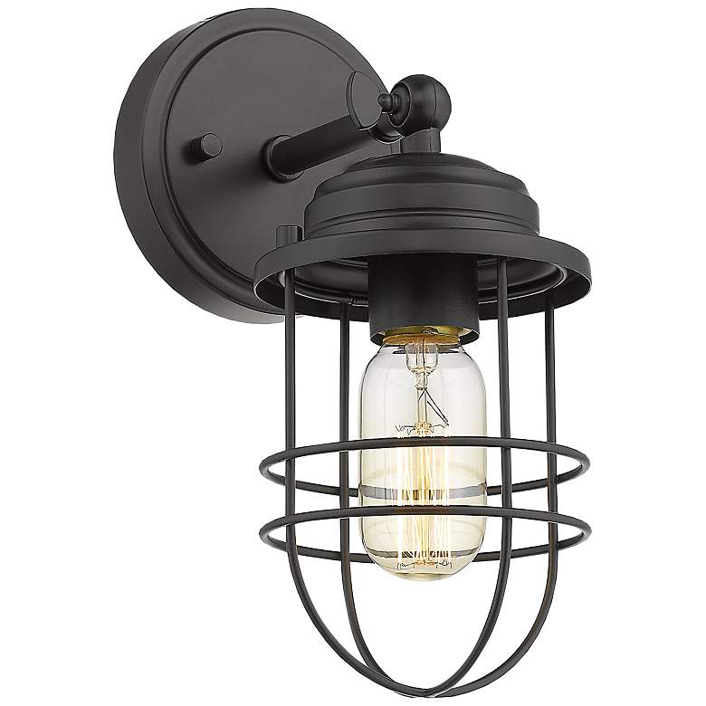 Image 1 Seaport 4 5/8" Wide Matte Black 1-Light Wall Sconce with Black Metal C