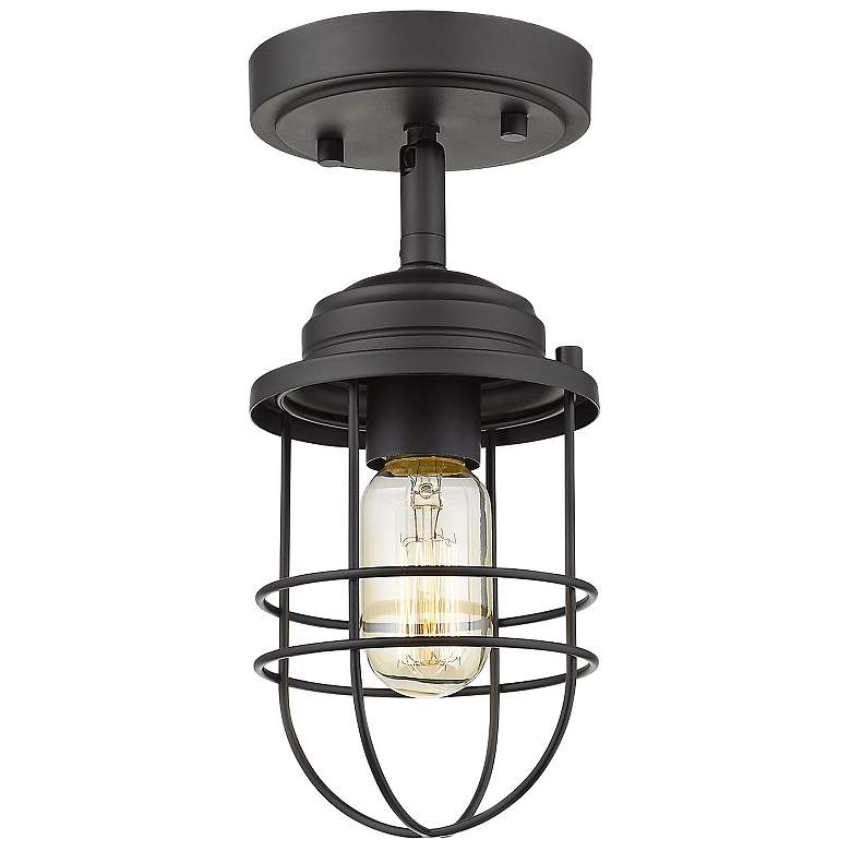 Image 2 Seaport 4 3/4 inch Wide Black Convertible Pendant/Ceiling Light