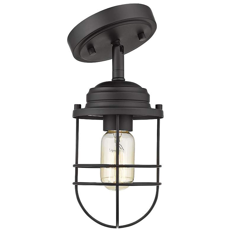Image 3 Seaport 4 3/4 inch Wide Black Convertible Pendant/Ceiling Light more views