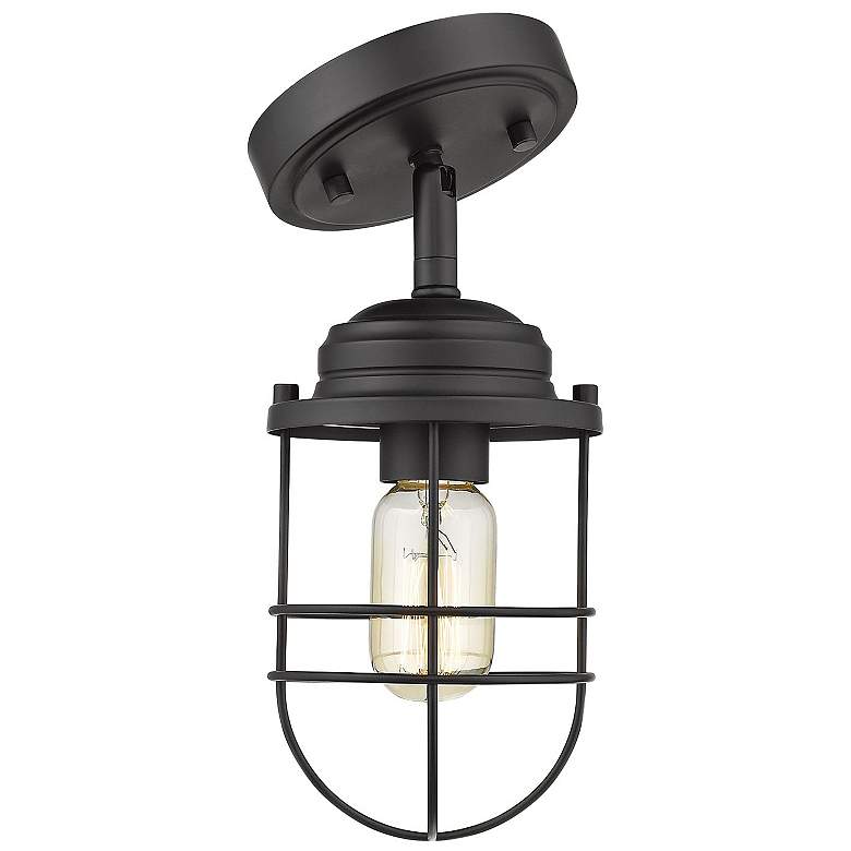 Image 3 Seaport 4 3/4" Wide Black Convertible Pendant/Ceiling Light more views
