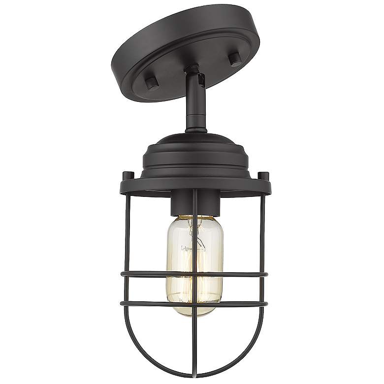 Image 4 Seaport 4 3/4" Wide Black Convertible Pendant/Ceiling Light more views