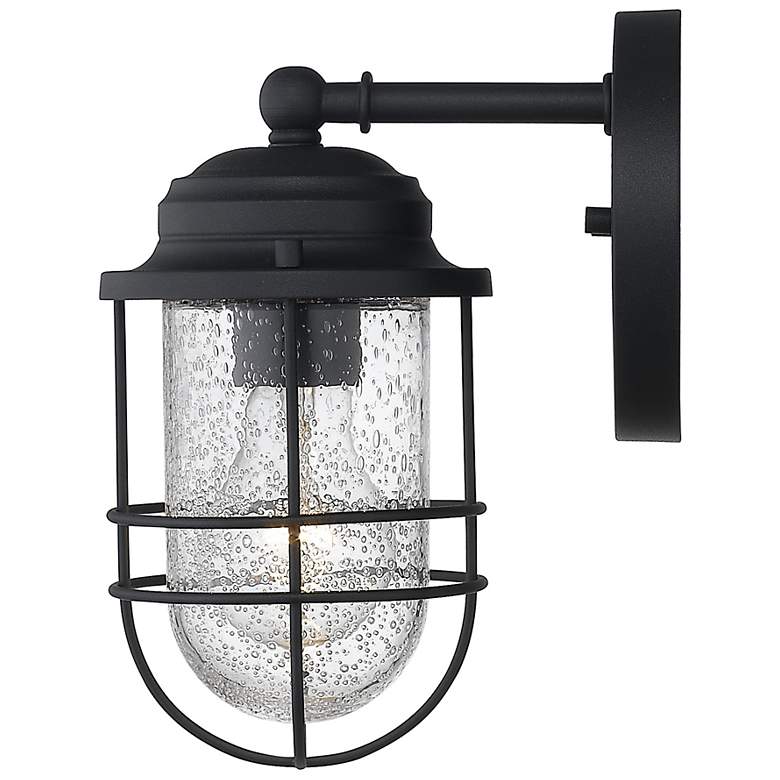 Image 3 Seaport 5 1/8 inch Wide Natural Black Outdoor Wall Light with Seeded Glass more views