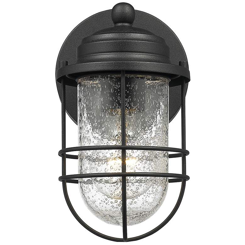 Image 4 Seaport 5 1/8 inch Wide Natural Black Outdoor Wall Light with Seeded Glass more views