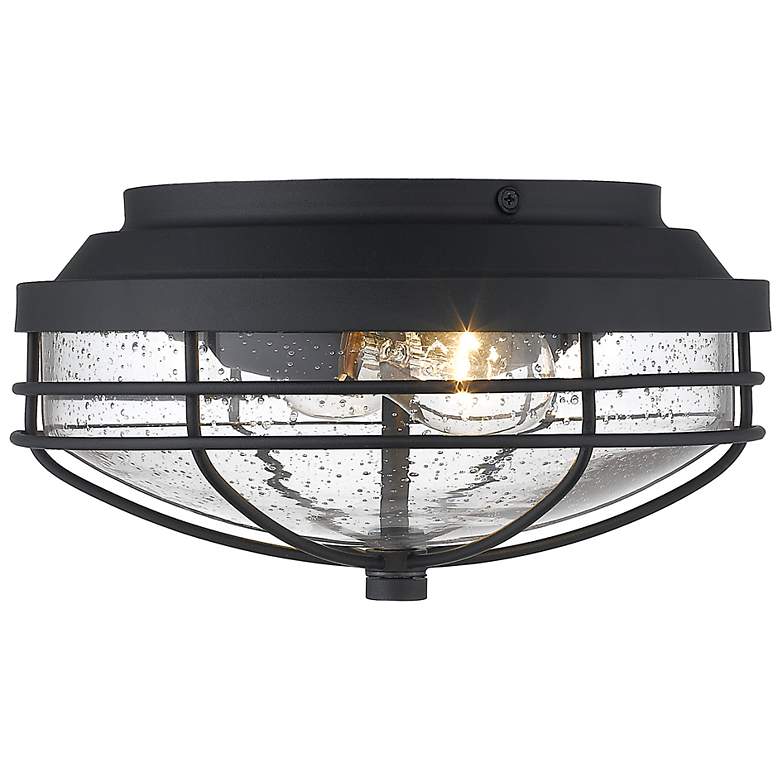 Image 3 Seaport Natural Black 2-Light Outdoor Flush Mount with Seeded Glass more views