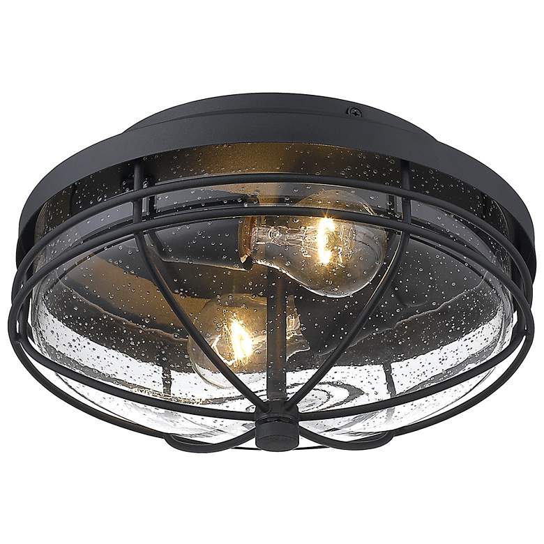 Image 4 Seaport Natural Black 2-Light Outdoor Flush Mount with Seeded Glass more views