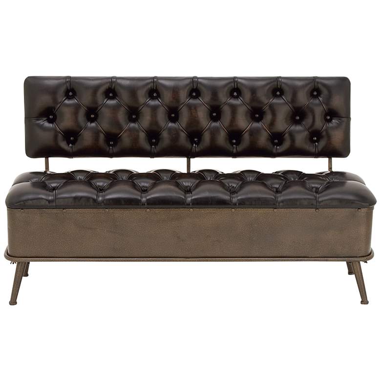 Image 2 Searcy 54 inch Wide Dark Brown Faux Leather Tufted Storage Bench