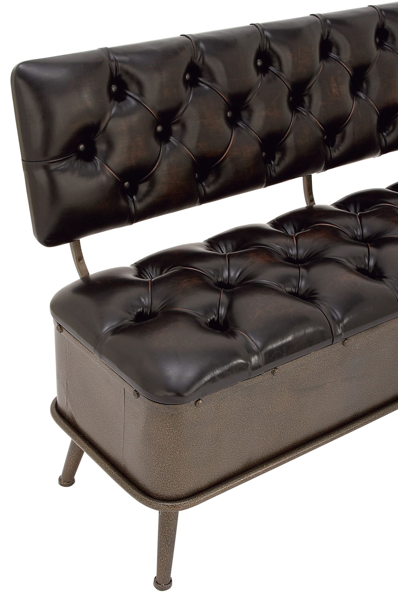 Image 3 Searcy 54" Wide Dark Brown Faux Leather Tufted Storage Bench more views