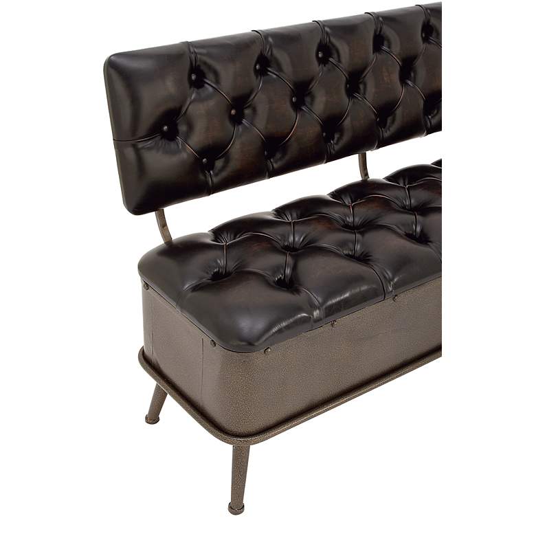 Image 3 Searcy 54" Wide Dark Brown Faux Leather Tufted Storage Bench more views