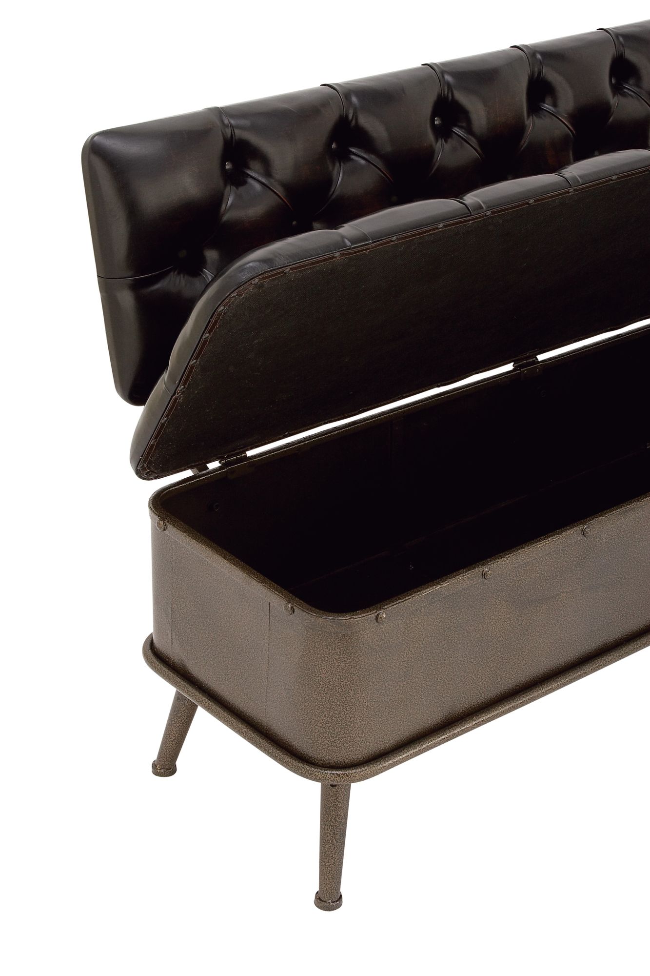 Image 4 Searcy 54" Wide Dark Brown Faux Leather Tufted Storage Bench more views