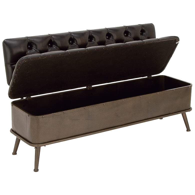 Image 5 Searcy 54 inch Wide Dark Brown Faux Leather Tufted Storage Bench more views