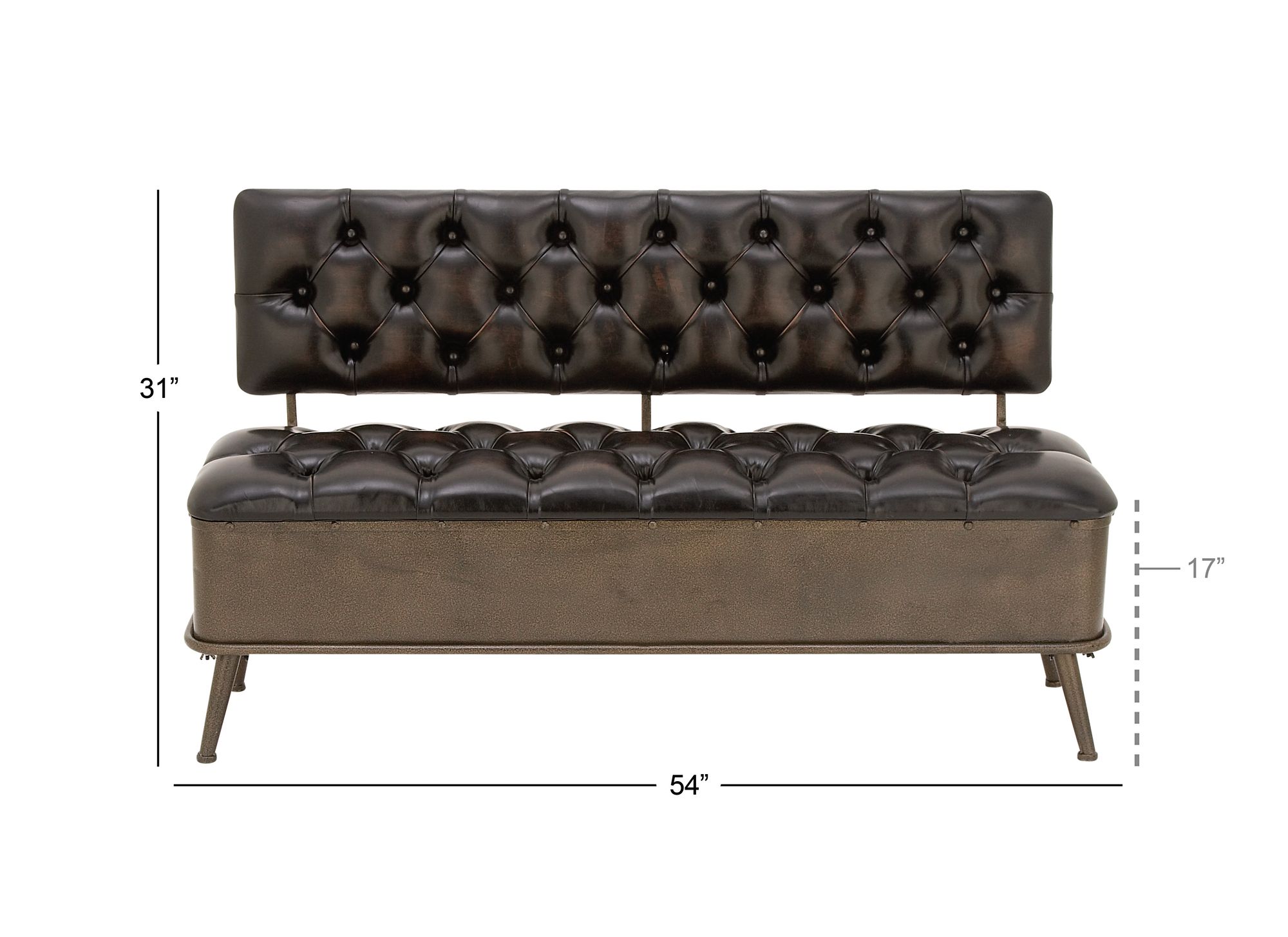 Image 6 Searcy 54" Wide Dark Brown Faux Leather Tufted Storage Bench more views