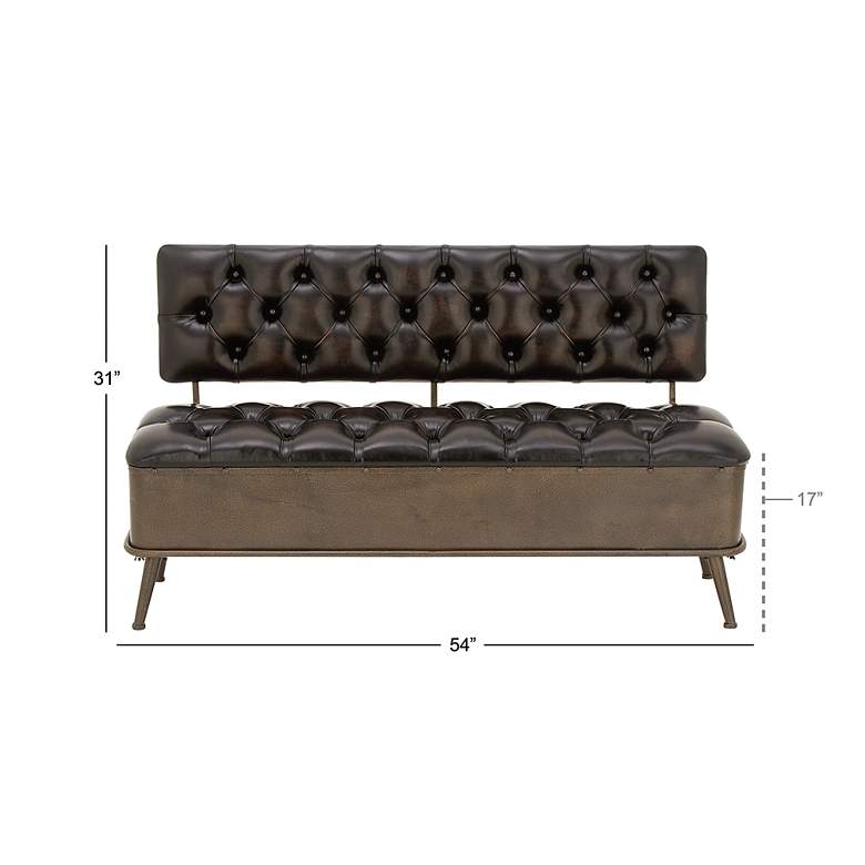Image 6 Searcy 54 inch Wide Dark Brown Faux Leather Tufted Storage Bench more views