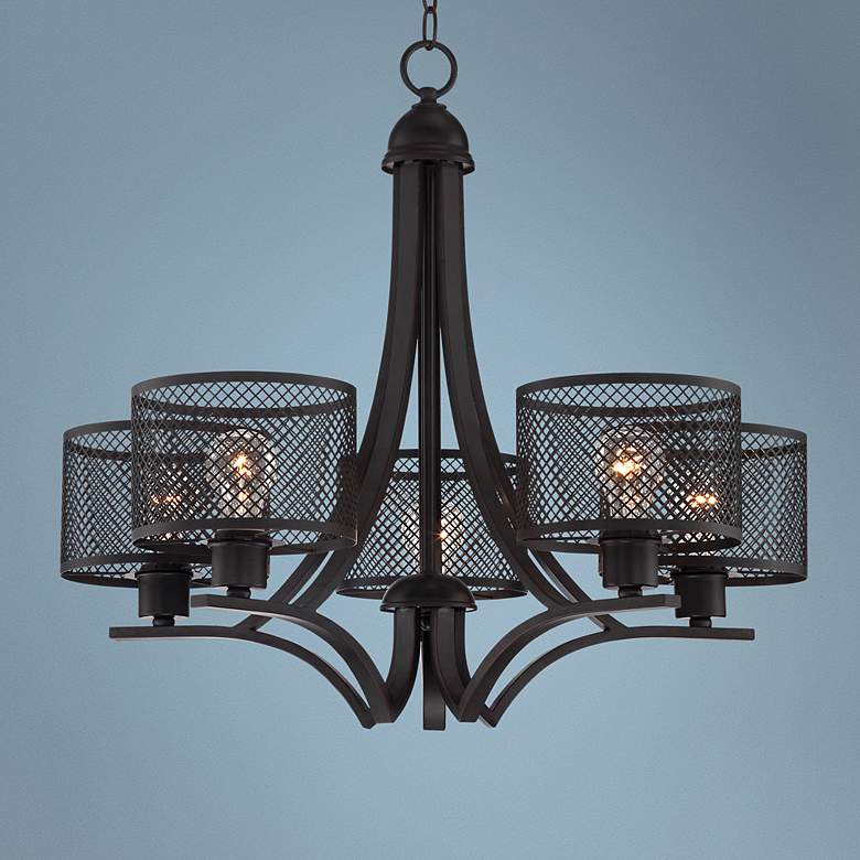 Image 1 Searles 26 1/4 inch Wide Oil Rubbed Bronze 5-Light Chandelier
