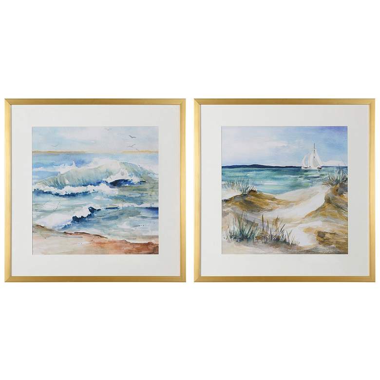 Image 1 Seascape Multi Color Printed And Framed Canvas Set of Two