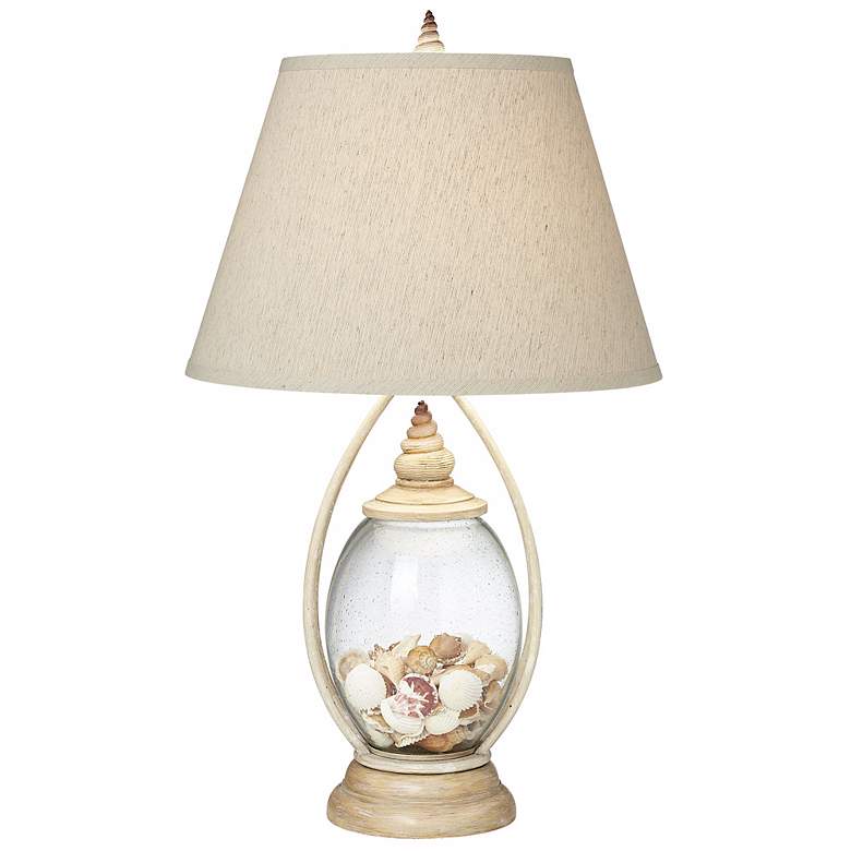 Image 1 Seascape Reflections Ivory and Clear Glass Table Lamp