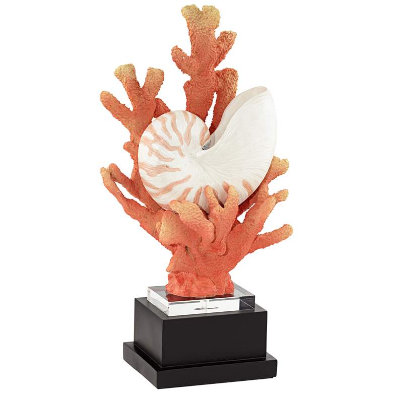 Image 1 Seashell in Coral 21 1/2 inch High Decorative Sculpture