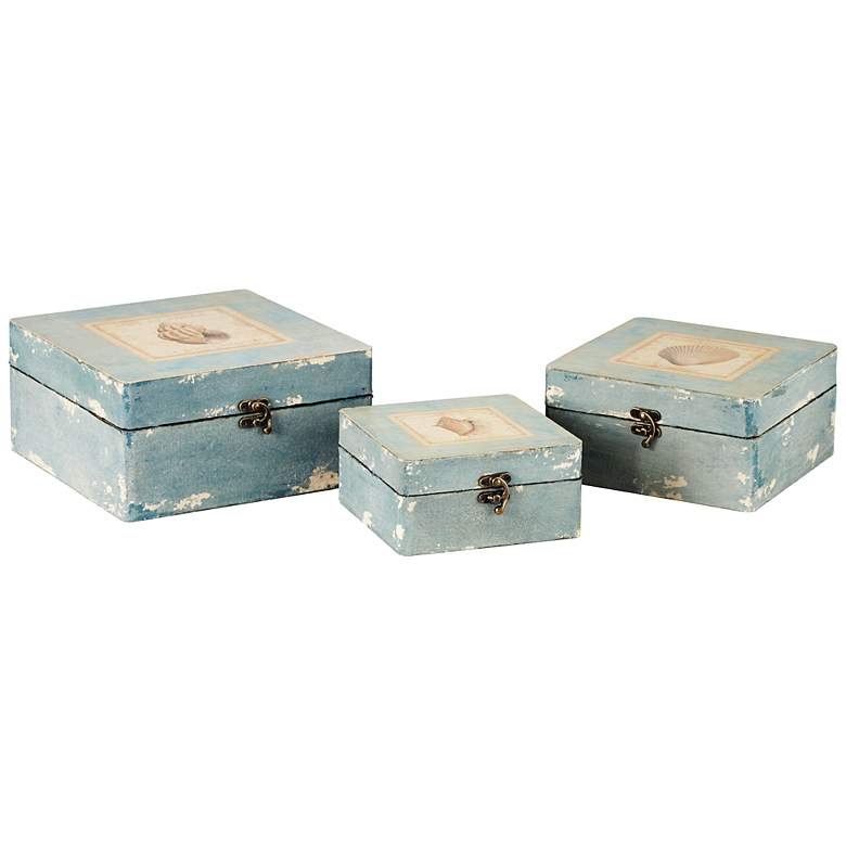 Image 1 Seashell Set of 3 Wood Boxes