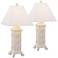 Seashells Antique White Square Column Table Lamp Set of 2